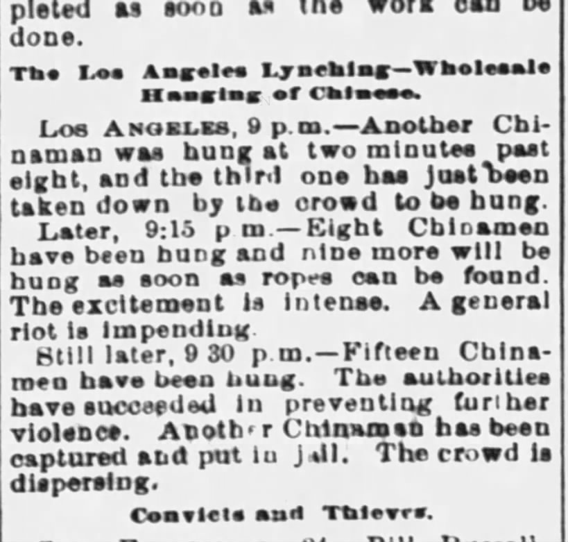 Thumbnail for The Los Angeles Lynching—Wholesale Hanging of Chinese.