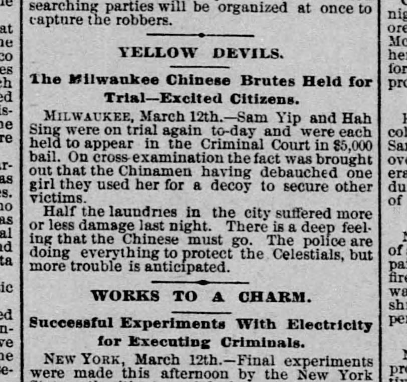 Thumbnail for Yellow Devils: The Milwaukee Chinese Brutes Held for Trial—Excited Citizens