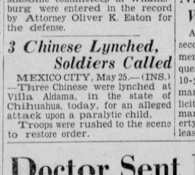 Thumbnail for 3 Chinese Lynched, Soldiers Called