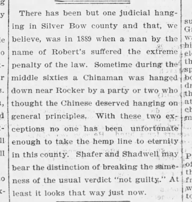 Thumbnail for Chinese Man Lynched in Silver Bow County