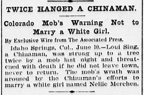 Newspaper article thumbnail: Twice Hanged a Chinaman from The Scranton Tribune, 1902-06-11